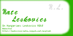 mate leskovics business card